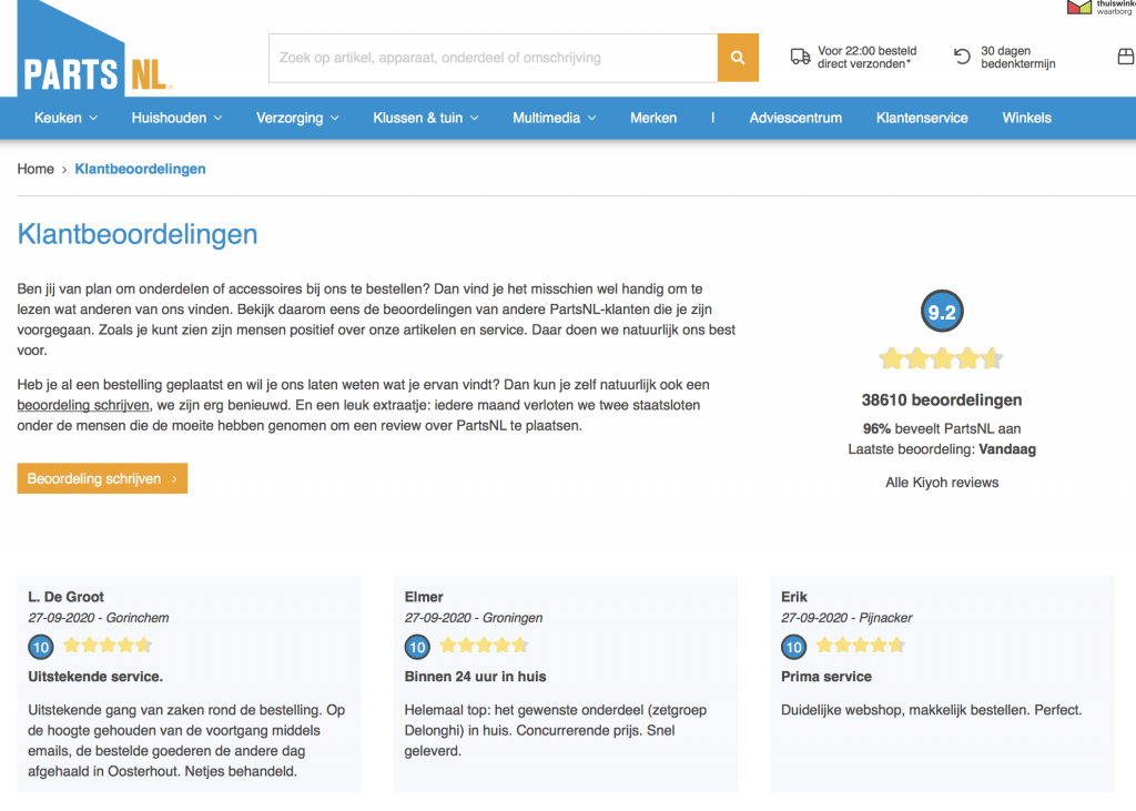 PartsNL reviews