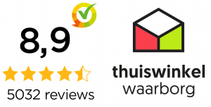 Thuiswinkel Waarborg-logo met Kiyoh klantbeoordelingen en sterren