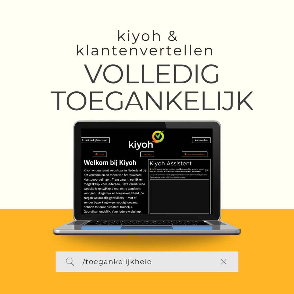 laptop met een voorbeeld van de Klantenvertellen toegankelijke pagina